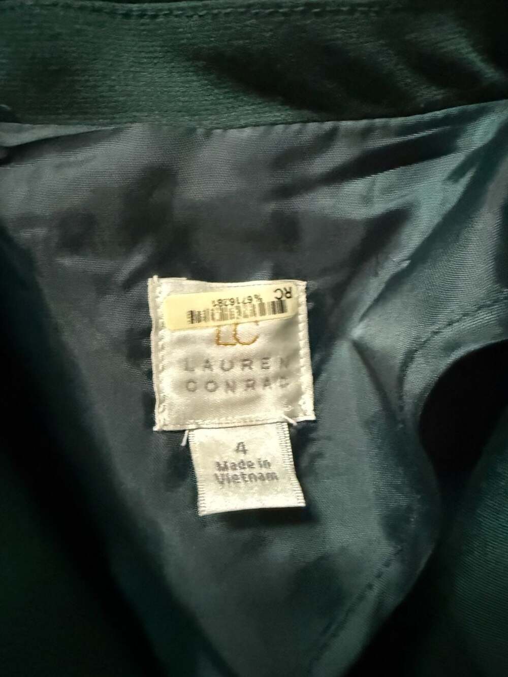 LC Lauren Conrad Open Blazer Women's Sz 4 Dark green Career Classic Long Sleeve - Picture 2 of 6
